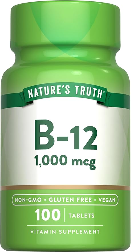 Nature's Truth Vitamin B12 1000 mcg Tablets | 100 Count | Vegan, Non-GMO & Gluten Free Supplement