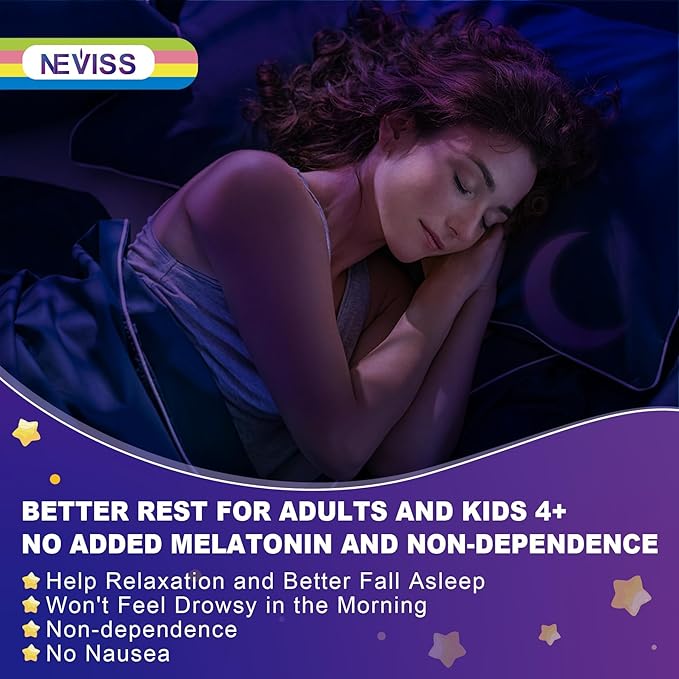 Magnesium Glycinate Gummies for Adults & Kids 4+, Sugar Free Magnesium Bisglycinate Supplement 400/200mg with B6D3, 5HTP, L-Theanine for Sleep & Relaxation, Brain, Muscle, Melatonin Free Gummies,1Pack