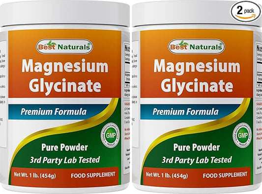 Best Naturals Magnesium Glycinate Powder - 1 Pound (1 LB (Pack of 2))