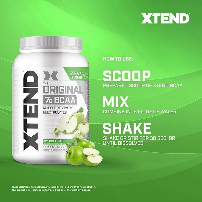 XTEND Original BCAA Powder 7g BCAA and 2.5g L-Glutamine, Sugar Free Post Workout Muscle Recovery Drink with Amino Acids for Men & Women, 90 Servings