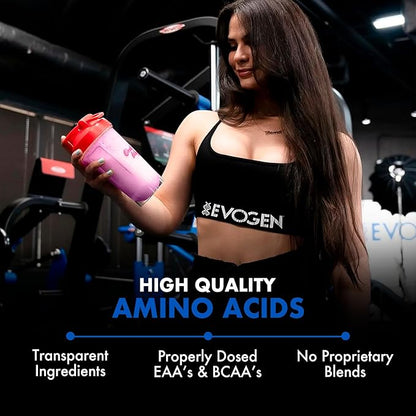 Evogen Amino K.E.M. - EAA & BCAA Powder Pump Volumizer | BCAAs Amino Acids Supplement for Blood Flow, Muscle Growth, & Hydration | Grape Cotton Candy | 30 Servings