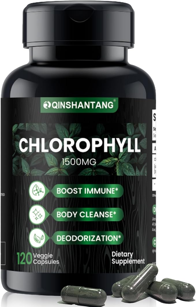Chlorophyll Capsules 1500mg -Concentrated Natural Energy Boost for Body Deodorizing, Internal Cleanse, Skin Health - Sodium Copper Chlorophyllin,120 Vegan Capsules