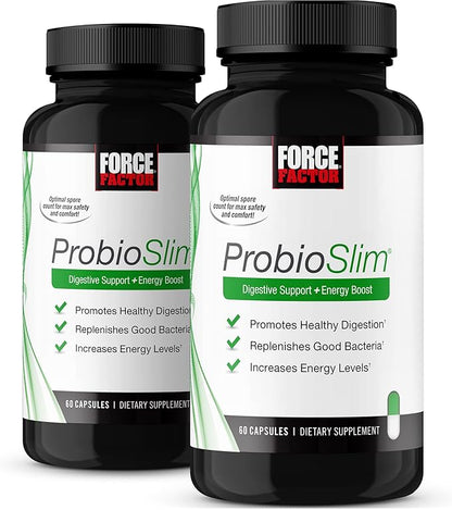 Force Factor ProbioSlim Probiotic Supplement for Women and Men with Probiotics and Green Tea Extract, Reduce Gas, Bloating, Constipation, Support Digestive and Gut Health, 120 Capsules (2-Pack)