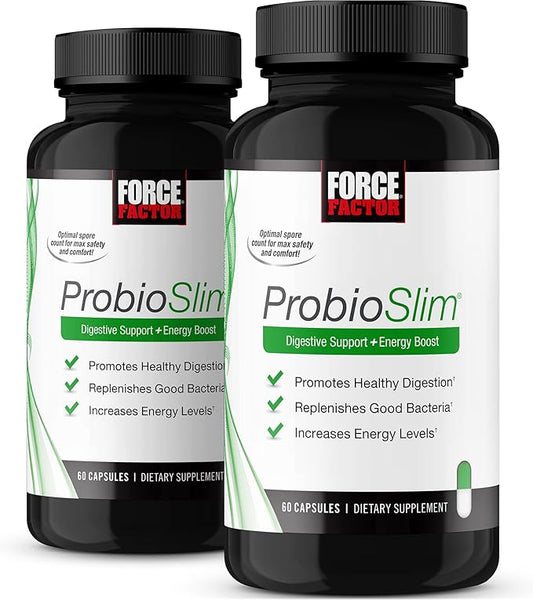 Force Factor ProbioSlim Probiotic Supplement for Women and Men with Probiotics and Green Tea Extract, Reduce Gas, Bloating, Constipation, Support Digestive and Gut Health, 120 Capsules (2-Pack)