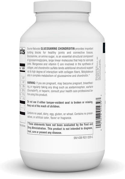 Source Naturals Extra Strength Glucosamine Chondroitin, Promotes Healthy Joints*, 240 Tablets