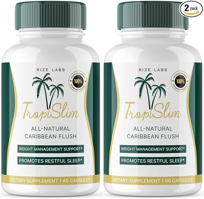 (Official 2 Pack) Tropislim, Tropislim All Natural Caribbean Flush, Weight Loss Supplement, Tropislim Slimming Capsules for Women, Healthy Lifestyle + Leaner Physique, Tropical Reviews (120 Capsules)