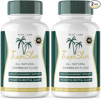 (Official 2 Pack) Tropislim, Tropislim All Natural Caribbean Flush, Weight Loss Supplement, Tropislim Slimming Capsules for Women, Healthy Lifestyle + Leaner Physique, Tropical Reviews (120 Capsules)