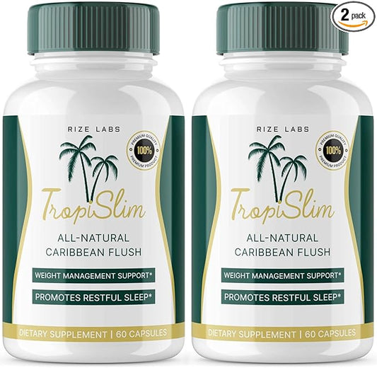 (Official 2 Pack) Tropislim, Tropislim All Natural Caribbean Flush, Weight Loss Supplement, Tropislim Slimming Capsules for Women, Healthy Lifestyle + Leaner Physique, Tropical Reviews (120 Capsules)