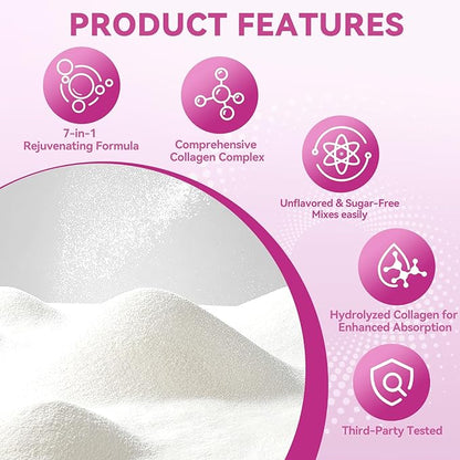 Multi Collagen Peptides Powder, 16 Oz - Protein Supplement, Type I, II, III, V, X with Hyaluronic Acid, Vitamin C and Biotin, Unflavored, Easily Mixes in Drinks(Packaging May Vary)