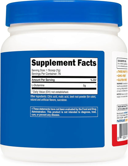Nutricost L-Glutamine Powder 500 Grams (Fruit Punch)