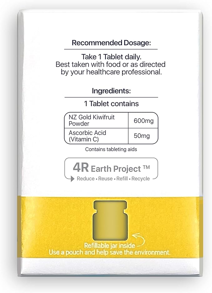 Kiwi Prebiotic + Vitamin C Chews 100% New Zealand Golden Kiwi for Gut Health, Digestion Support & Regular Bowel Movements (30 Tablets)