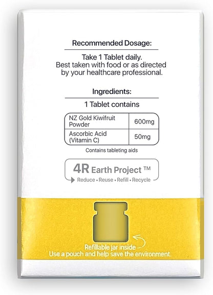 Kiwi Prebiotic + Vitamin C Chews 100% New Zealand Golden Kiwi for Gut Health, Digestion Support & Regular Bowel Movements (30 Tablets)