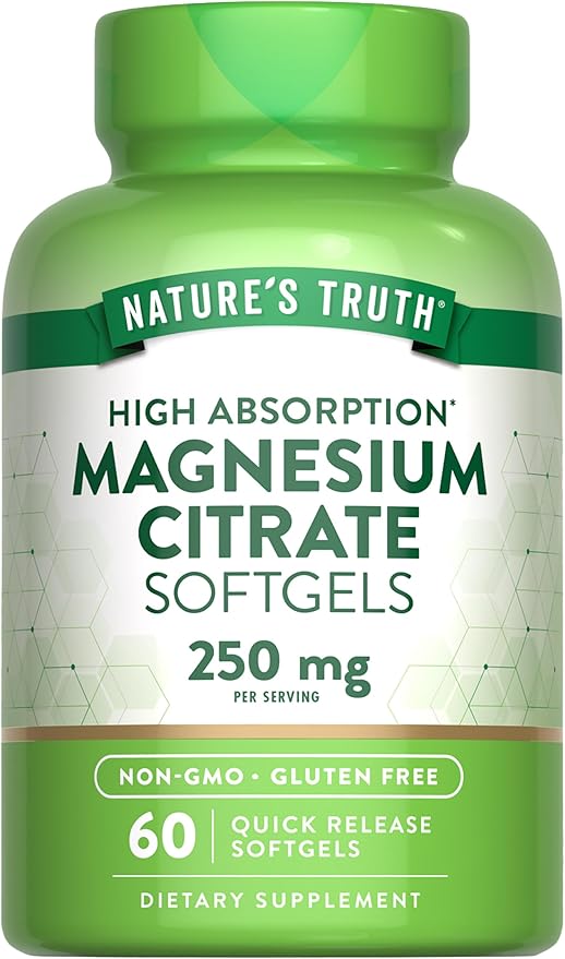 Nature's Truth Magnesium Citrate Softgels | 250mg | 60 Count | High Absorption | Non-GMO & Gluten Free Supplement