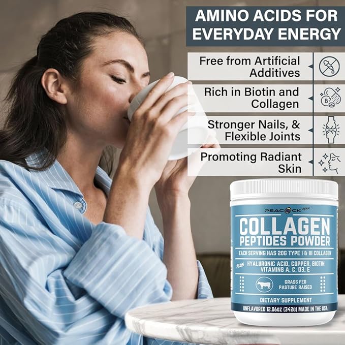 Multi Collagen Peptides Powder 12.06 oz - Unflavored Protein Powder, Hydrolyzed Collagen Peptides with Hyaluronic Acid, Copper, Biotin & Multivitamin for Nail, Skin, Hair & Gut Health