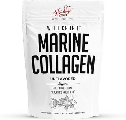 Marine Collagen Powder 16 Oz - Sourced from Wild-Caught Fish, Pescatarian Friendly, Keto Certified & Non-GMO Verified - Easy to Mix in Water - 45 Servings