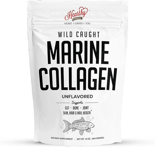 Marine Collagen Powder 16 Oz - Sourced from Wild-Caught Fish, Pescatarian Friendly, Keto Certified & Non-GMO Verified - Easy to Mix in Water - 45 Servings
