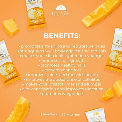 Luxe Slim Beauty Smoothie Cantaloupe Melon, 80,000mg Hydrolyzed Marine Collagen, 21gx10 Sachets, 7.4075 Ounce