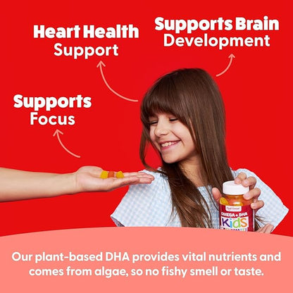 Feel Great Vitamins Kids DHA Gummies with Omega 3 6 9, Vitamin C | Supports Healthy Brain Function, Vision & Heart Health | Gluten Free, Vegetarian | 60 Gummies