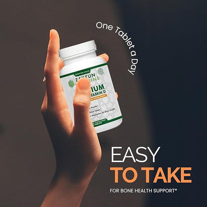 Zaytun Halal Calcium 650 mg + Vitamin D3 for Bone Health, Boosts Calcium Absorption, 1 Per Day, Made in USA, Vegetarian, Halal Certified, 4 Month Supply
