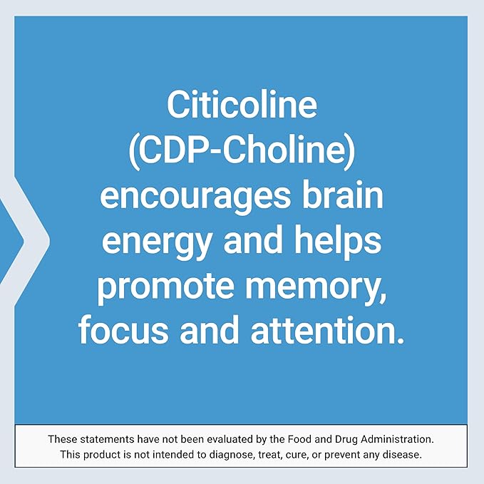 Life Extension Citicoline (CDP-Choline) - Citicoline Supplement for Brain & Cognitive Health, Focus, Attention, Memory Function - Non-GMO, Gluten Free, Vegetarian - 60 Capsules