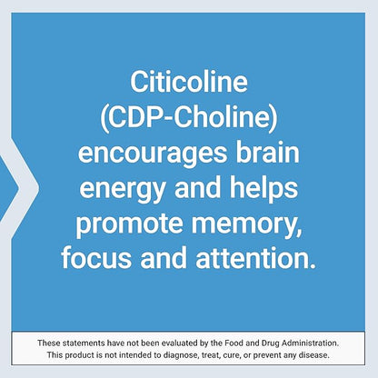 Life Extension Citicoline (CDP-Choline) - Citicoline Supplement for Brain & Cognitive Health, Focus, Attention, Memory Function - Non-GMO, Gluten Free, Vegetarian - 60 Capsules