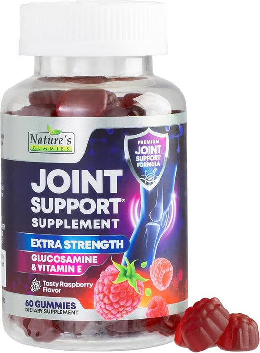 Joint Support Supplement - Extra Strength Glucosamine Gummy Supports Joints Health & Flexibility for Back, Knees, Hands - Natural Vitamin E Immune Support - Best Gummies for Women & Men - 60 Gummies