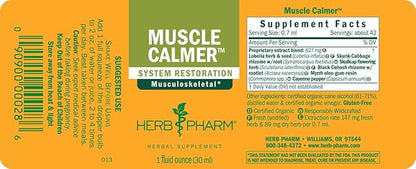 Herb Pharm Muscle Calmer Liquid Herbal Formula for Musculoskeletal System Support - 1 Ounce