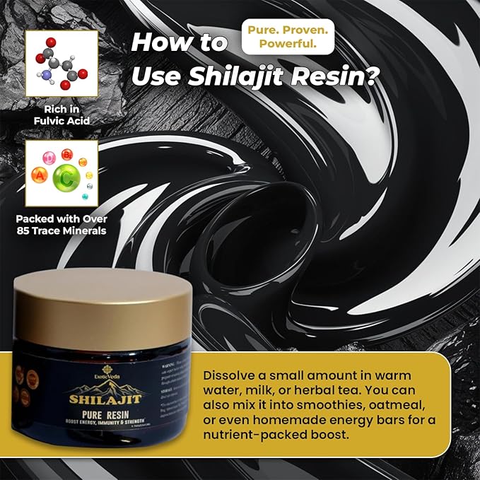 Shilajit Resin, Essential Minerals for Natural Energy Boost, High Potency for Men & Women, Fulvic Acid with Lab Test Report: 1.76Oz
