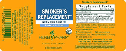 Herb Pharm Smoker's Replacement Liquid Herbal Formula for Nervous System Support - 1 Ounce