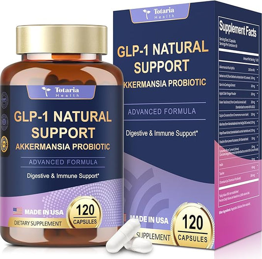 13 in 1 GLP-1 Natural Support, GLP-1 Supplement with Akkermansia Probiotic, Berberine HCI, Garcinia Cambogia, Apple Cider Vinegar, Green Tea Extract, 120 Capsules