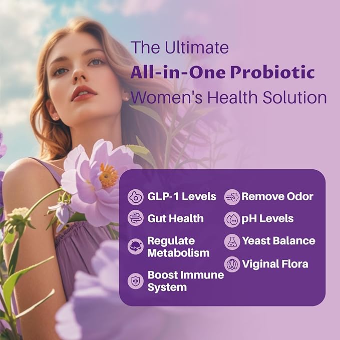 Vaginal Probiotics Prebiotics with Akkermansia 50 Billion CFU Probiotics for Viginal Health, 300 Million AFU Live Strain for Gut Health - 60Caps