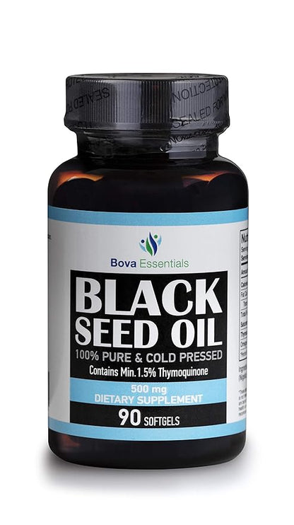 HalalEveryDay Organic Black Seed Oil - USDA Certified Cold Pressed Glass Bottle Over 1.5% Thymoquinone 3X Strength Turkish Black Cumin Nigella Sativa Non-GMO 100% Pure Blackseed Oil (Capsules)