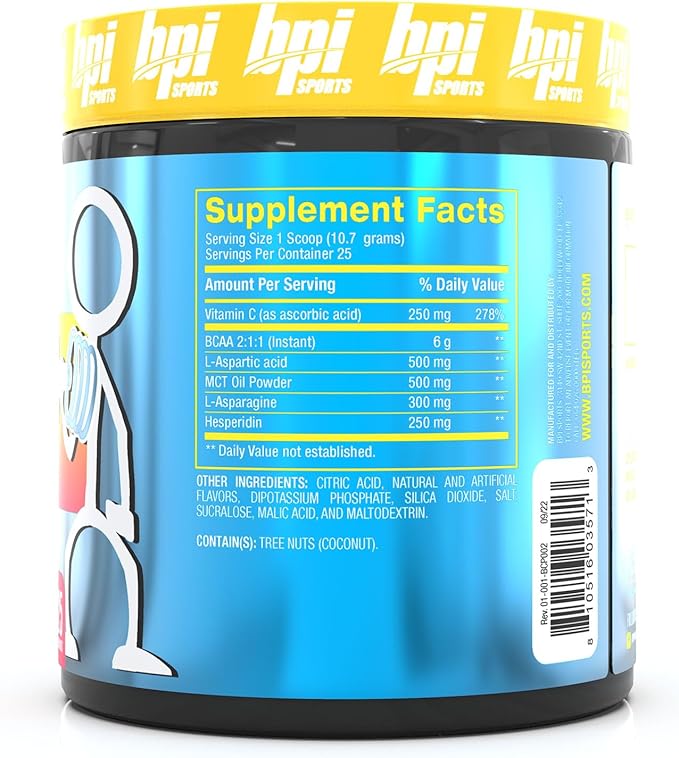 BPI Sports Best BCAA Pump - BCAA Powder Intra Workout Sports Drink with Branched Chain Amino Acids for Hydration & Recovery, for Men & Women - Lemon Squeeze - 25 Servings
