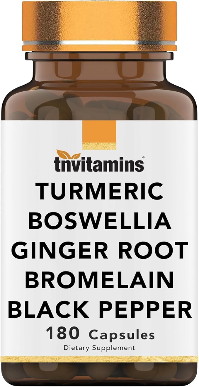 Turmeric & Boswellia Complex (180 Capsules) with Ginger Root, Bromelain, & Black Pepper Extract | Joint-Ease Formula: Powerful Joint Support Supplement* | Produced in The USA