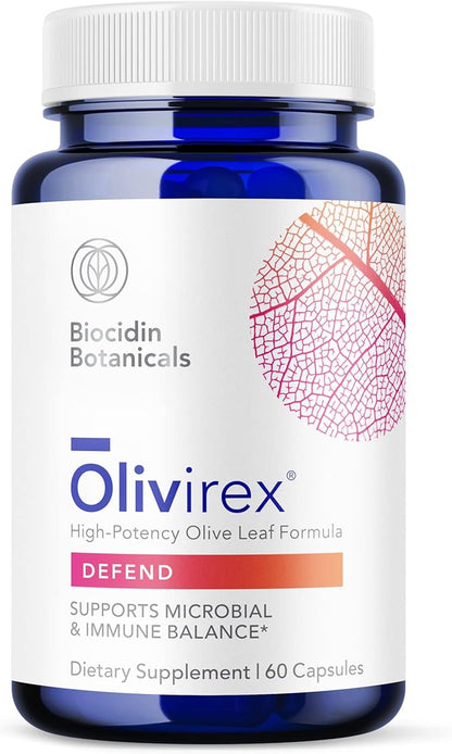 Biocidin Olivirex - Oleuropein Olive Leaf Extract Capsules - High Potency, 18% Oleuropein - Promote Microbial & Immune Support - Professional-Grade Botanical Blend for Detox & Wellness (60 Capsules)