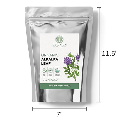Organic Alfalfa Leaf 4 oz. (113g), USDA Certified Organic Alfalfa Herb Loose Tea, Medicago Sativa, Cut & Sifted