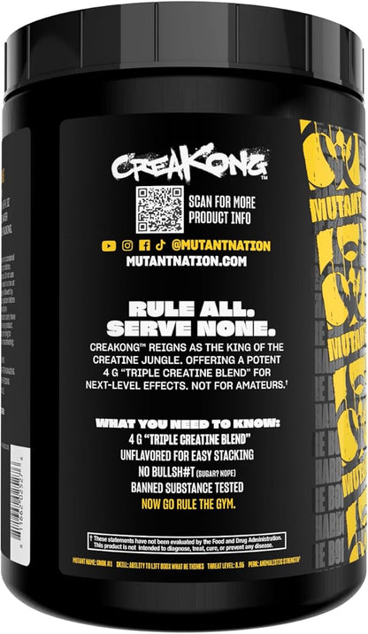 Mutant CREAKONG – Advanced Creatine Supplement with Triple Creatine Blend for Muscle Strength, Size & Performance – Unflavoured, Banned Substance Tested – 300g (75 Servings)