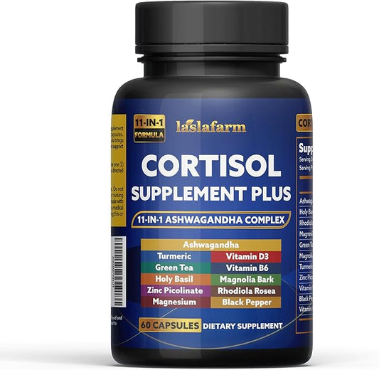 11in1 Cortisol Plus Supplement, 11in1 Ashwagandha and Natural Herbal Complex Vitamin Blend for Daily Mood, Focus and Sleep, Suitable for Women and Men 60 Capsules