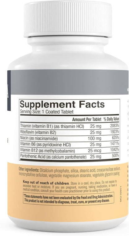 Freeda Vitamin B Complex No Folic No PABA - Super B Complex Kosher Vitamin Supplement with Vitamin B1 Vitamin B2 Vitamin B3 Vitamin B5 Vitamin B6 Vitamin B12 - Vit B Complex B for Women & Men (100 Ct)