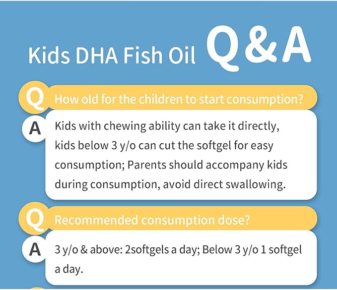 BHK's Kids Chewable Fish Oil, Omega 3 with EPA & DHA for Children, Support Brain Development & Learning Function, Eye & Immunity Health, 60 softgels
