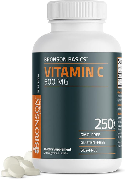 Bronson Vitamin C 500 MG Supports a Healthy Immune System & Antioxidant Protection, Non-GMO, 250 Vegetarian Tablets