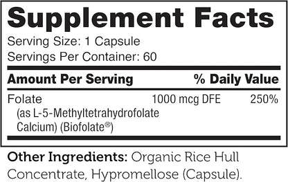 Zahler Methylfolate - Supports Healthy Fetal Development and Genetic Health - Methylated Folic Acid from 1000 mcg DFE L-Methylfolate - Kosher Non GMO Methyl Folate Supplement for Women (60 Capsules)