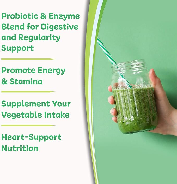 New Vitality Royal Greens Superfood Powder | Healthy Veggie Powder with Probiotics, Enzymes, Antioxidants, Wheat Grass & Greens 10.75oz (30 Day Supply)