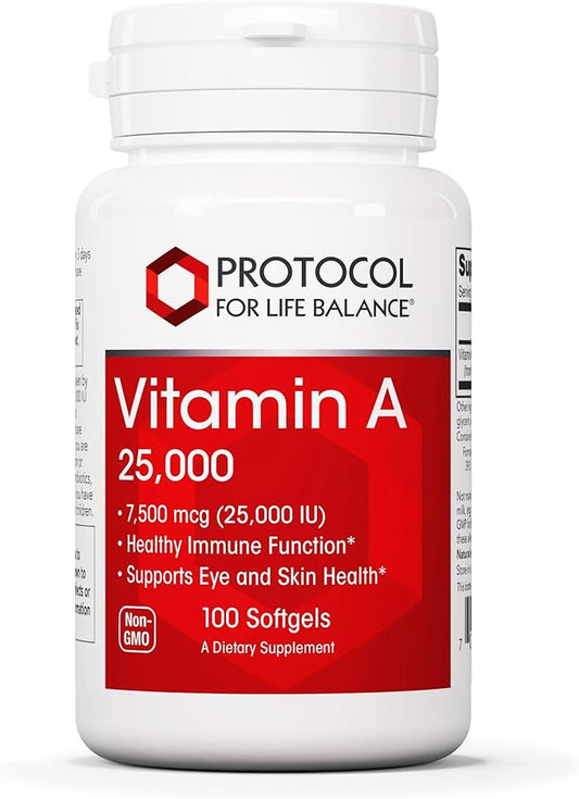 PROTOCOL FOR LIFE BALANCE Vitamin A 25,000 IU - Eye, Retina, and Immune Health - 100 Softgels