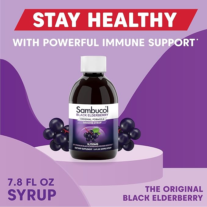 Sambucol Black Elderberry Syrup - Sambucus Elderberry Syrup for Adults Immune Support, Elderberry Liquid, Elderberry Extract, Gluten Free - 7.8 Fl Oz