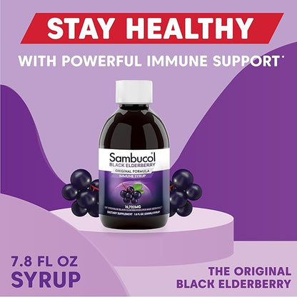 Sambucol Black Elderberry Syrup - Sambucus Elderberry Syrup for Adults Immune Support, Elderberry Liquid, Elderberry Extract, Gluten Free - 7.8 Fl Oz