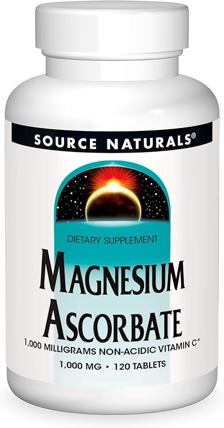 Source Naturals Magnesium Ascorbate, Gentle Non-Acidic Vitamin C*, 1000mg - 120 Tablets