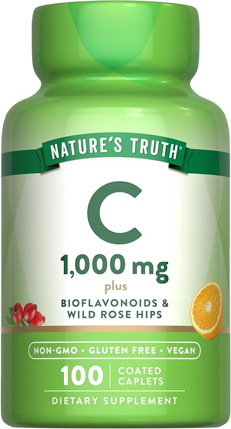 Nature's Truth Vitamin C Bioflavonoids & Rose Hips | 1000mg | 100 Caplets | Vegetarian, Non-GMO, & Gluten Free Supplement