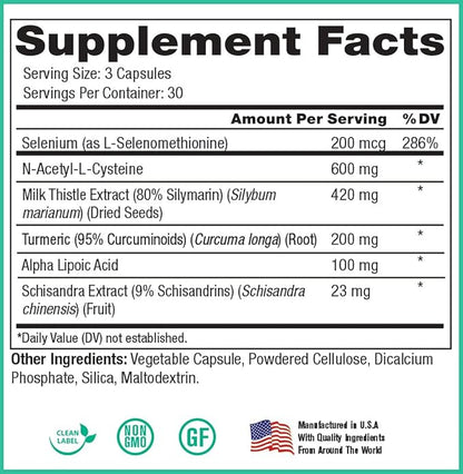 Peak Pure & Natural Peak Liver Support Milk Thistle Based Liver Support Supplement | Liver Cleanse and Detox | 90 Capsules