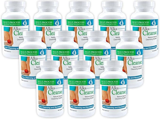 Alka•Cleanse Best Process Alkaline — Herbal Detox Colon Cleanse & Digestive Distress Formula — Psyllium Husk, Probiotics, Enzymes & Herbs (12)